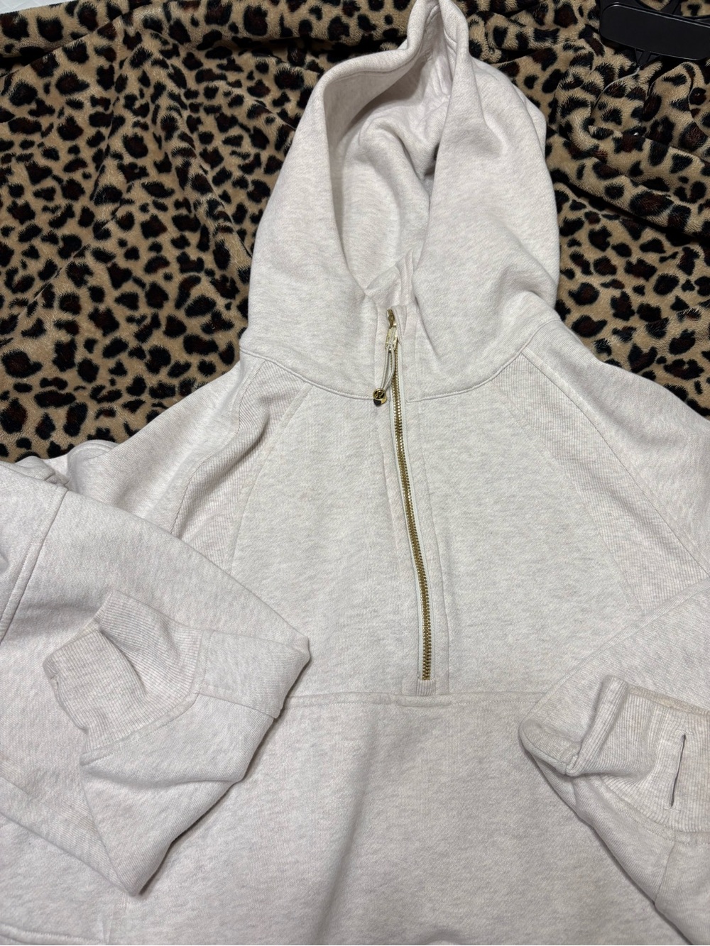 lululemon athletica Light Gray Half-Zip Hooded Sweater